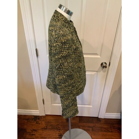 Lafayette 148 New York Green & White Tweed Jacket, Size 12 - Picture 4 of 8